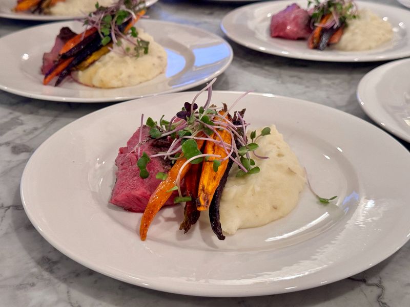 Pavlova with strawberry rhubarb